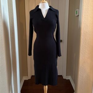Black Ribbed Sweater Dress
